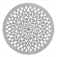 Quadro Placa Redonda Madeira Talha Pintada Branca 0.60m O Quadro Placa Redonda Madeira Talha Pintada Branca 0.60m O